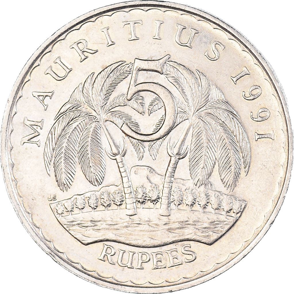 Mauritius 5 Rupees - Seewoosagur Ramgoolam | Palm Trees Coin | KM56 | 1987 - 2010