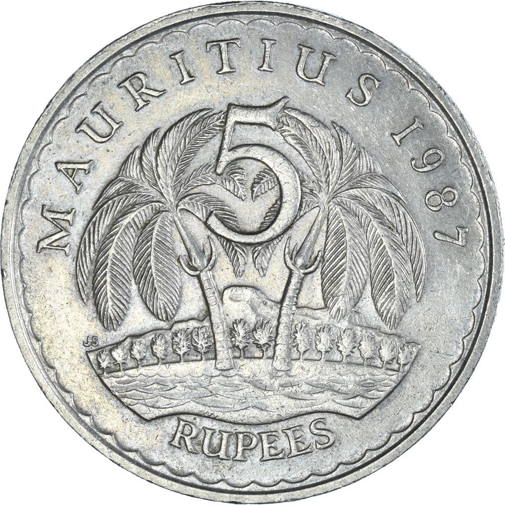 Mauritius 5 Rupees - Seewoosagur Ramgoolam | Palm Trees Coin | KM56 | 1987 - 2010