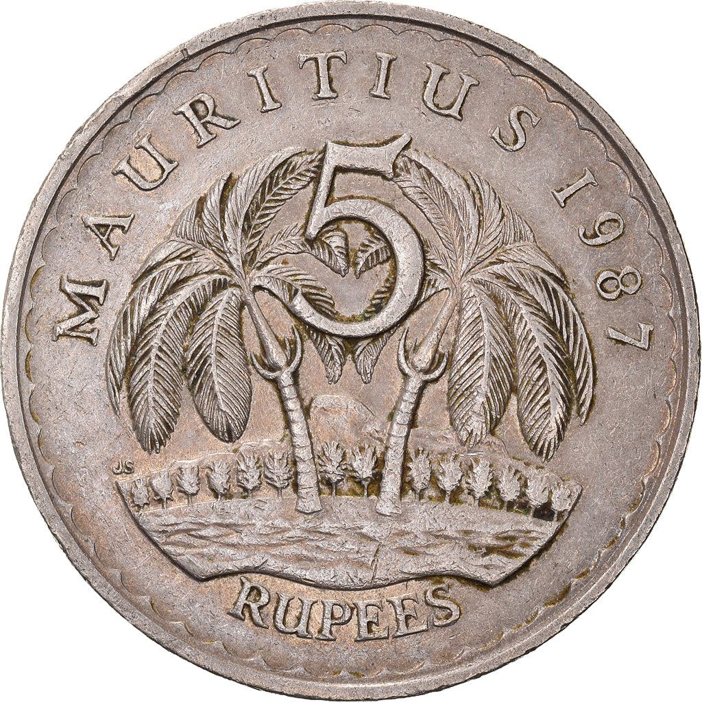 Mauritius 5 Rupees - Seewoosagur Ramgoolam | Palm Trees Coin | KM56 | 1987 - 2010