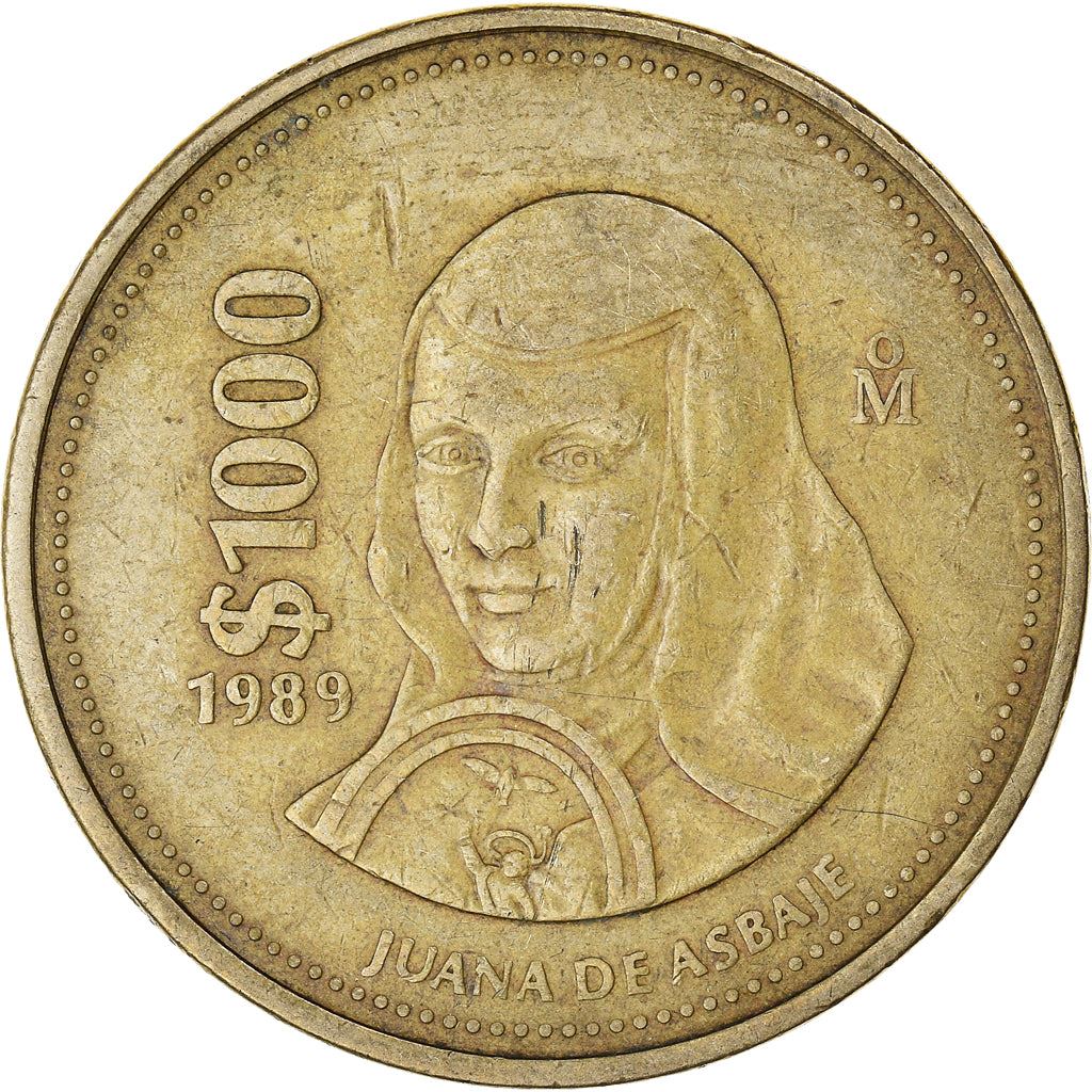 Mexico 1000 Pesos | Sor Juana Inés de la Cruz | Joan Agnes Coin | KM536 | 1988 - 1992