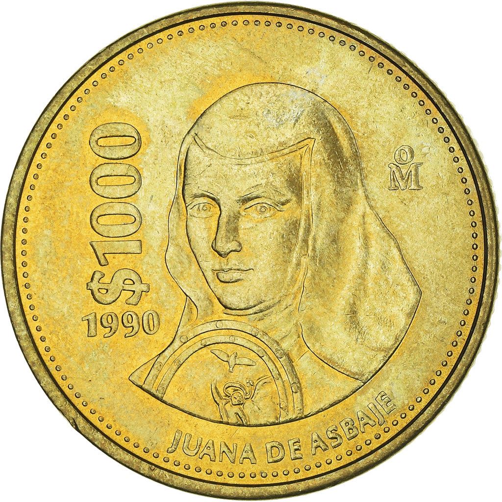 Mexico 1000 Pesos | Sor Juana Inés de la Cruz | Joan Agnes Coin | KM536 | 1988 - 1992