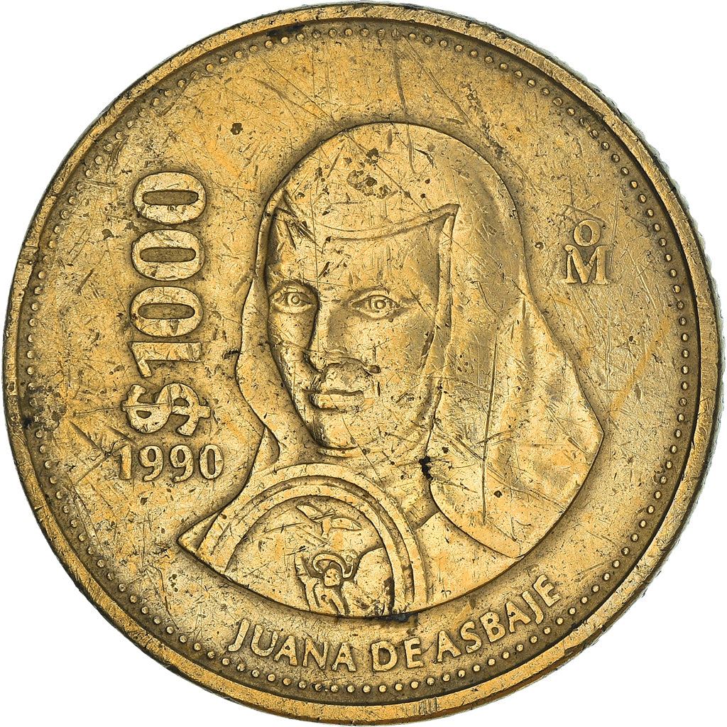 Mexico 1000 Pesos | Sor Juana Inés de la Cruz | Joan Agnes Coin | KM536 | 1988 - 1992