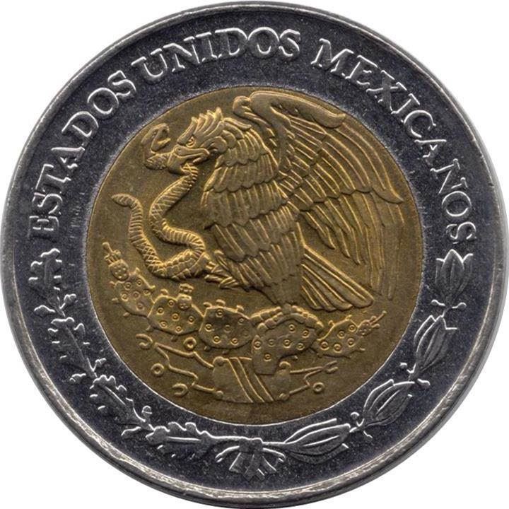 Mexico 2 Nuevos Pesos | Anillo de los Días | Aztec calendar Coin | KM551 | 1992 - 1995