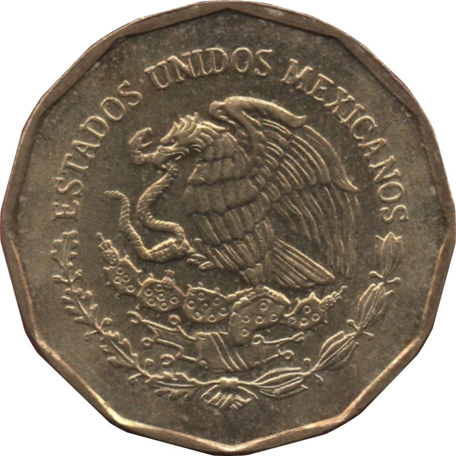 Mexico 20 Centavos | Eagle | Aztec calendar | Piedra del Sol Coin | KM548 | 1992 - 2009