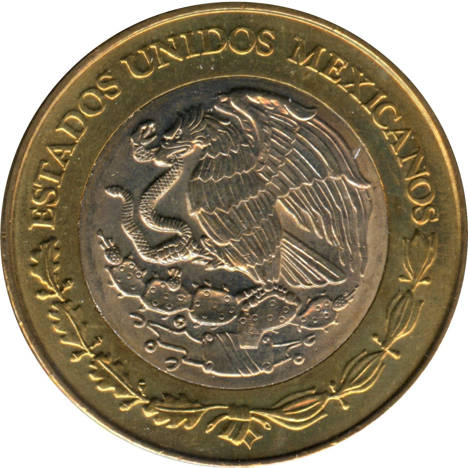 Mexico | 20 Pesos Coin | Xiuhtecuhtli | Crest | Eagle | Aztec deity | KM637 | 2000 - 2001