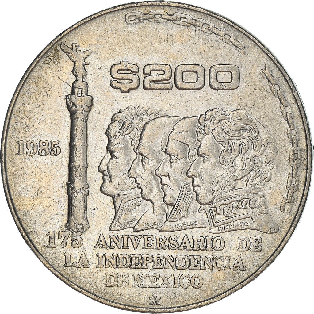 Mexico | 200 Pesos Coin | 175th Independence Anniversary | Ignacio Allende | KM509 | 1985