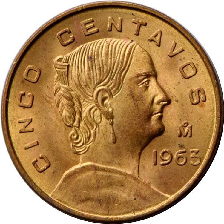 Mexico 5 Centavos | Josefa Ortiz de Domínguez | Eagle | Snake Coin | KM426 | 1954 - 1969