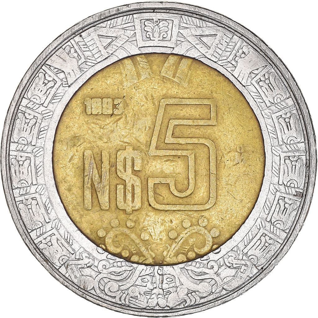 Mexico 5 Nuevos Pesos | Shield | Anillo de la Aceptación Coin | KM552 | 1992 - 1995