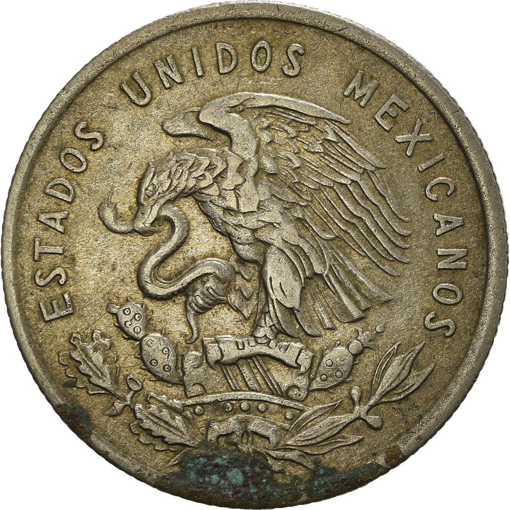 Mexico 50 Centavos Coin | King Cuauhtemoc | Eagle | Wreth | Silver | KM449 | 1950 - 1951