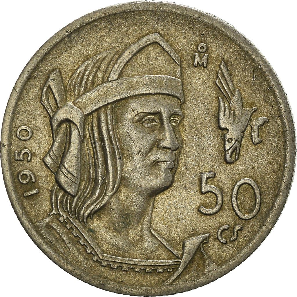 Mexico 50 Centavos Coin | King Cuauhtemoc | Eagle | Wreth | Silver | KM449 | 1950 - 1951