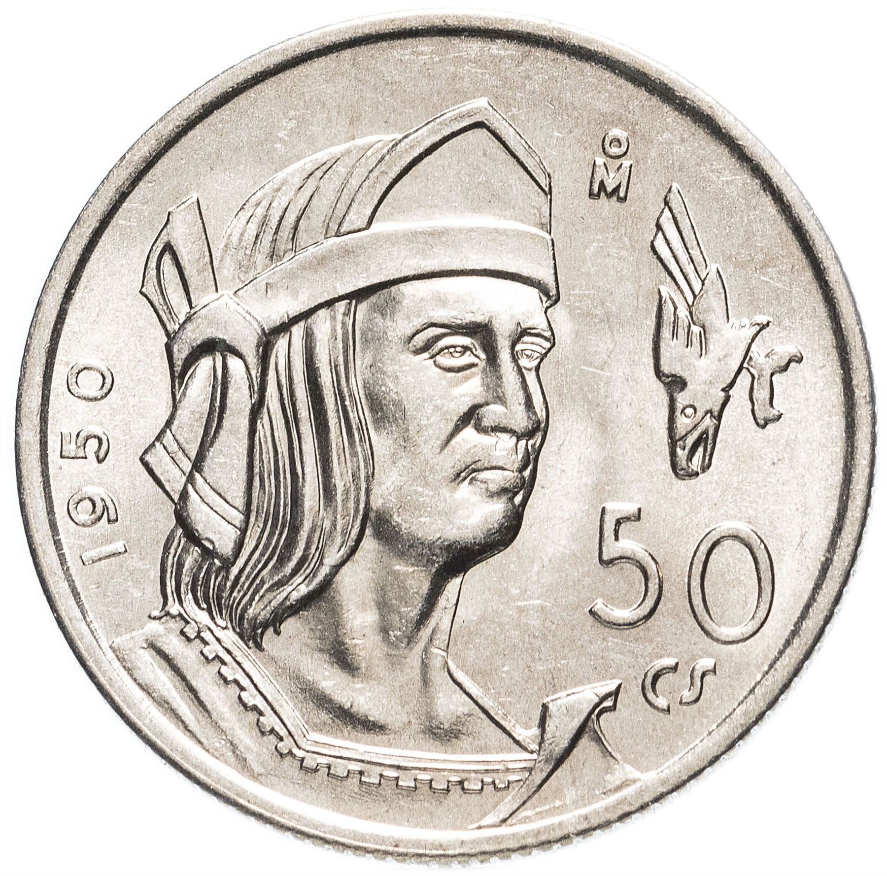 Mexico 50 Centavos Coin | King Cuauhtemoc | Eagle | Wreth | Silver | KM449 | 1950 - 1951