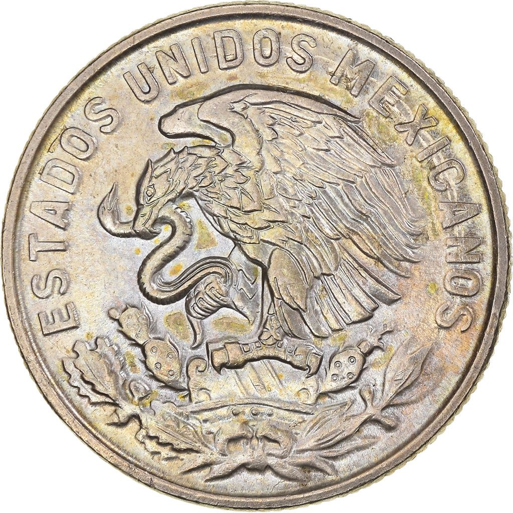 Mexico 50 Centavos Coin | King Cuauhtemoc | Feather crown | KM451 | 1964 - 1969