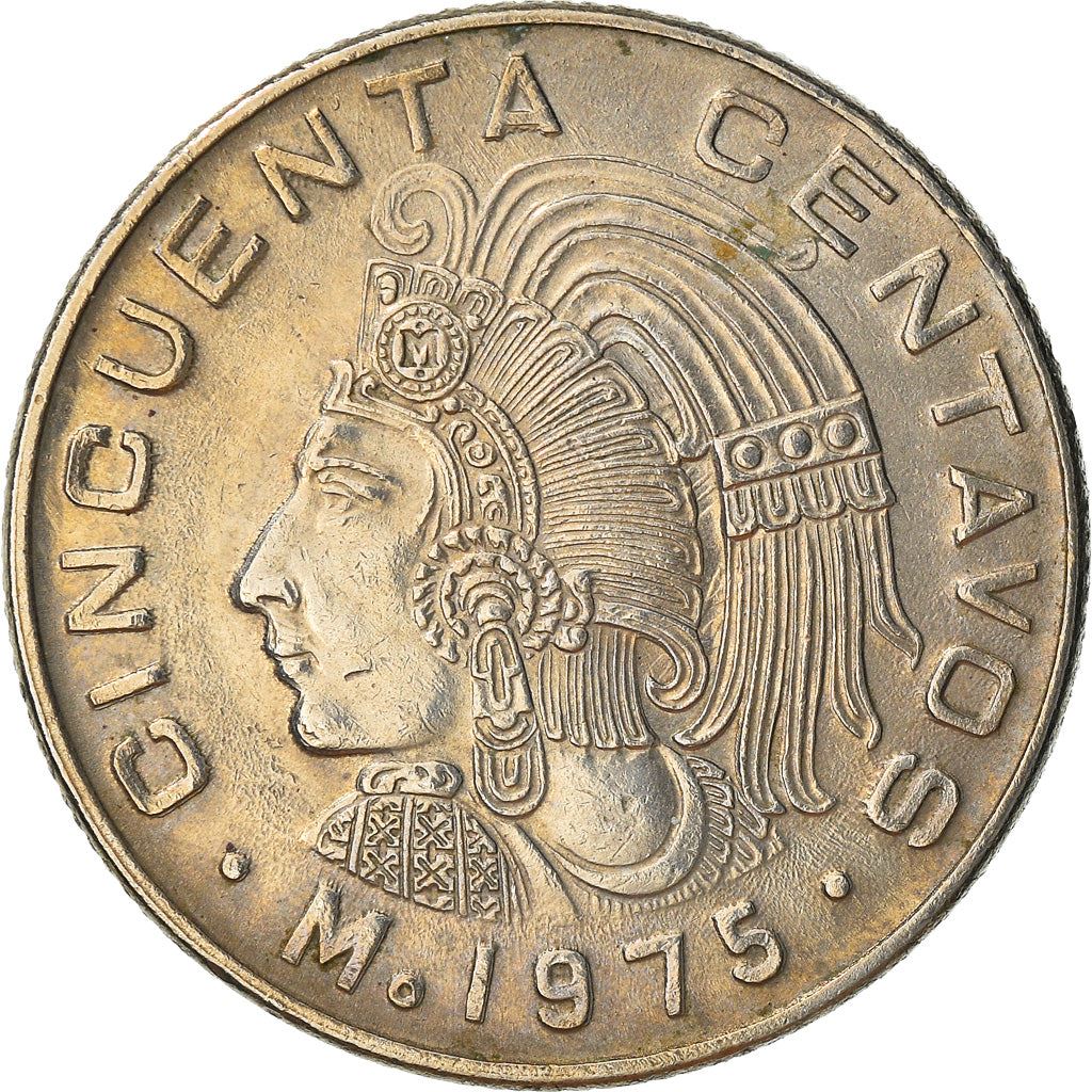 Mexico 50 Centavos |King Cuauhtemoc | Feather crown Coin | KM452 | 1970 - 1983