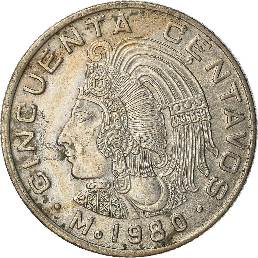 Mexico 50 Centavos |King Cuauhtemoc | Feather crown Coin | KM452 | 1970 - 1983