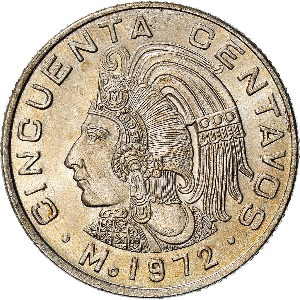 Mexico 50 Centavos |King Cuauhtemoc | Feather crown Coin | KM452 | 1970 - 1983