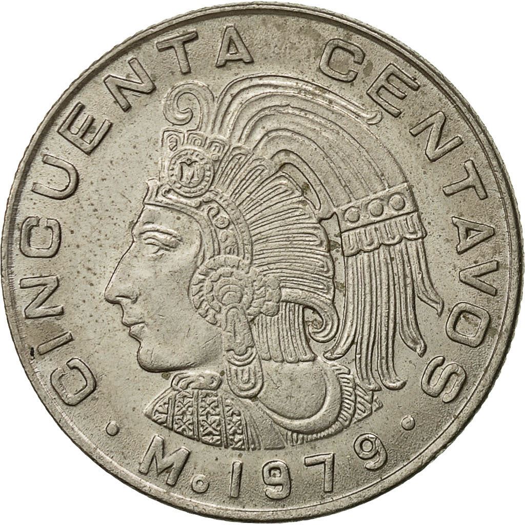 Mexico 50 Centavos |King Cuauhtemoc | Feather crown Coin | KM452 | 1970 - 1983