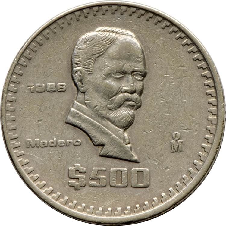 Mexico 500 Pesos | Francisco Ignacio Madero | Eagle | Snake Coin | KM529 | 1986 - 1992