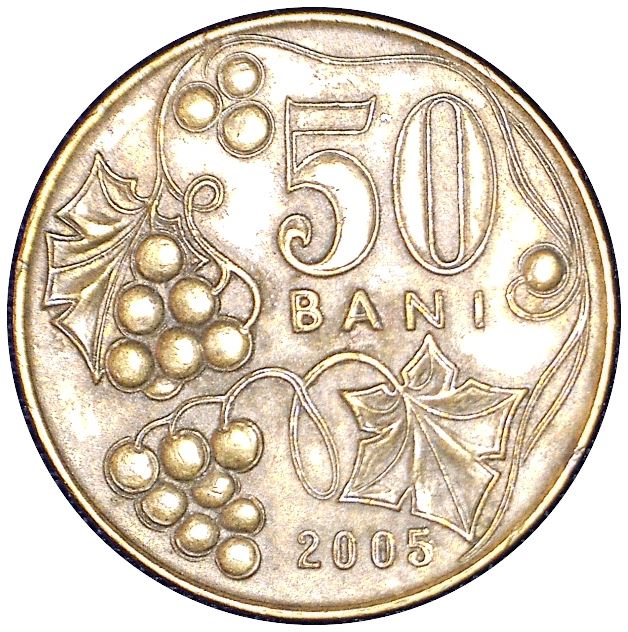 Moldova 50 Bani Coin | Eagle | Grapes | KM10 | 1997 - 2008