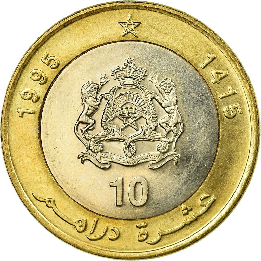 Morocco 10 Dirhams Coin | Hassan II | Y92 | 1995