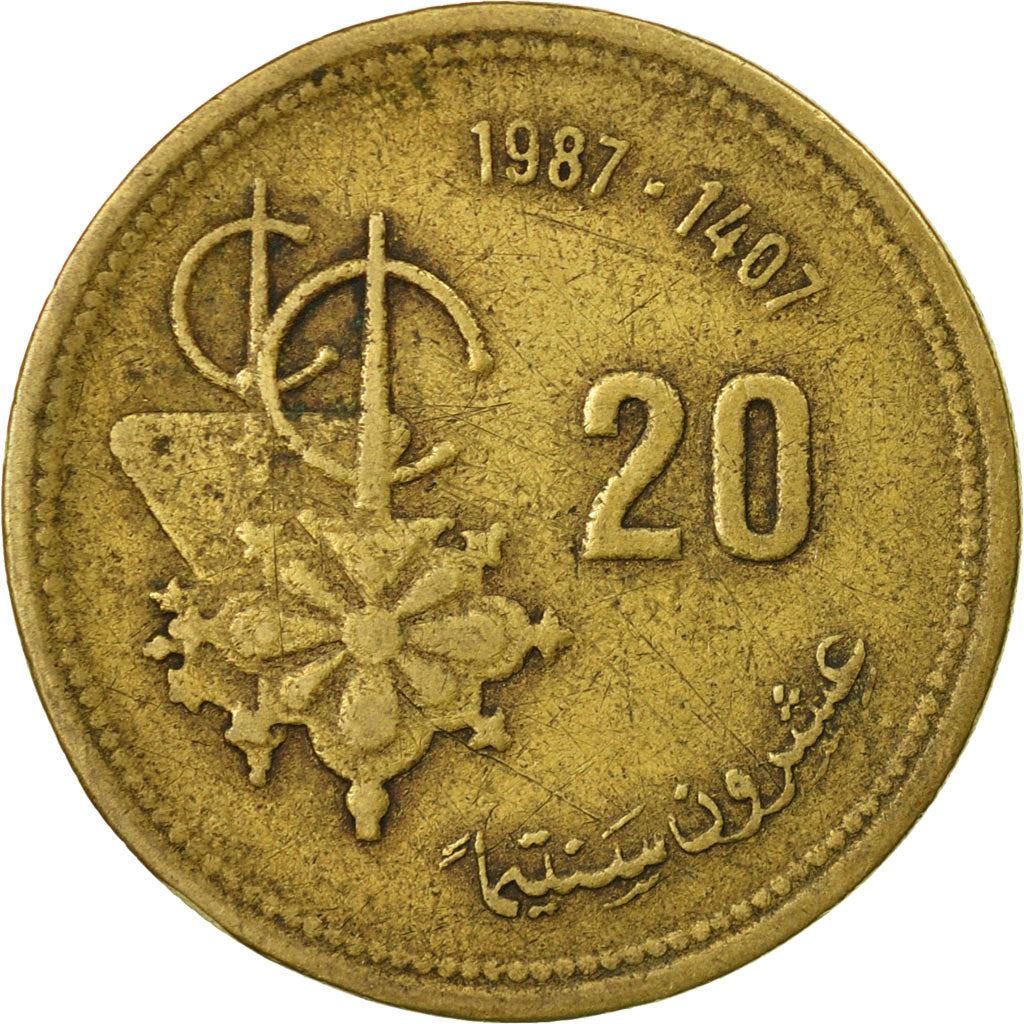 Morocco 20 Santimat / Centimes - Hassan II FAO Coin Y85 1987