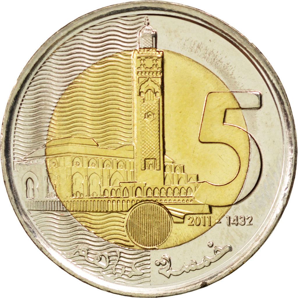 Morocco | 5 Dirhams Coin | Mohammed VI | Hassan II Mosque | Y140 | 2011 - 2021