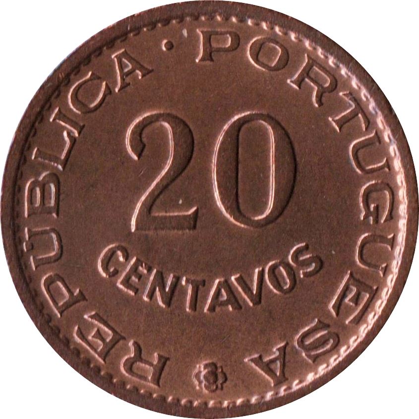 Mozambique 20 Centavos Coin | Military Order Of Christ | KM85 | 1961