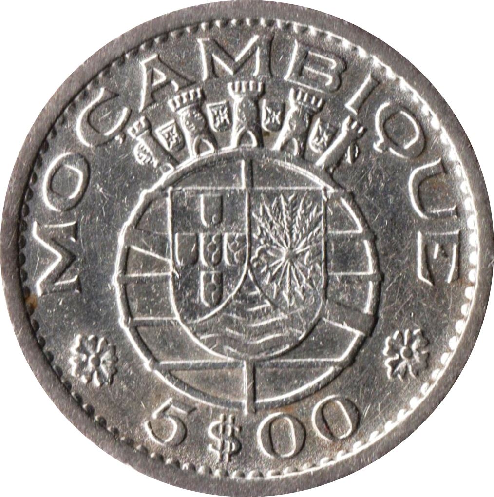 Mozambique 5 Escudos Coin | Military Order Of Christ | Silver | KM84 | 1960