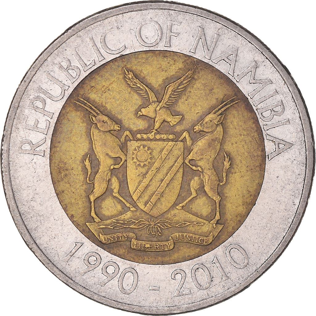 Namibia 10 Dollars Coin | 20 Years Bank of Namibia | Dr. Sam Nujoma | KM21 | 2010