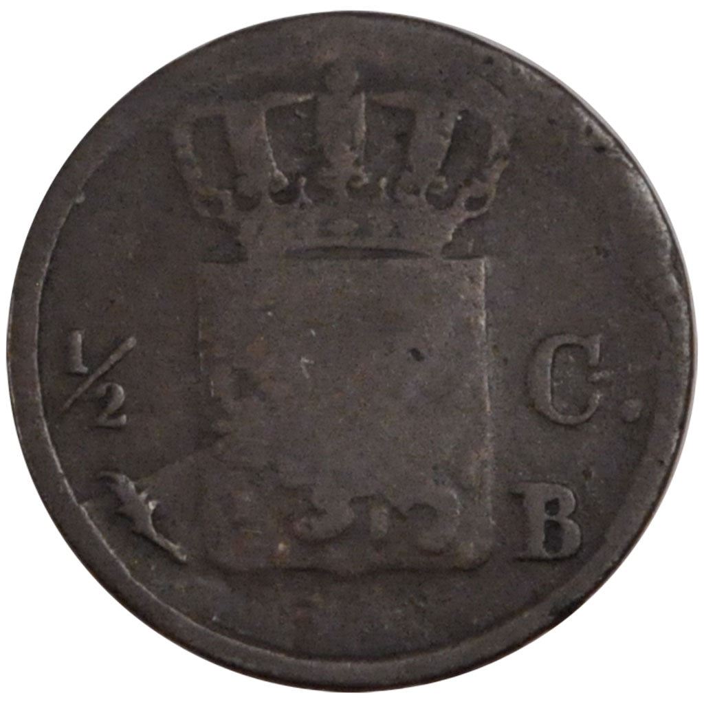 Netherlands | 1/2 Cent Coin | Crowned monogram of Willem I | 1818 - 1837