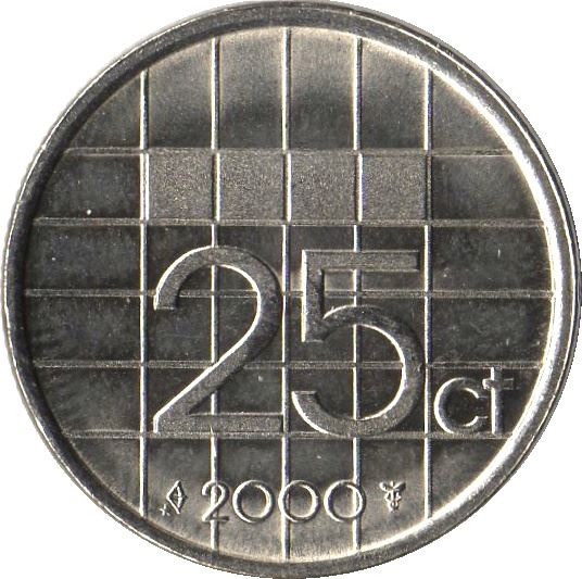 Netherlands 25 Cents Beatrix | Coin KM204 1982 - 2001