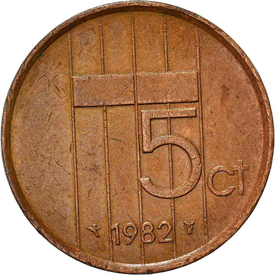 Netherlands 5 Cents Beatrix | Coin KM202 1982 - 2001