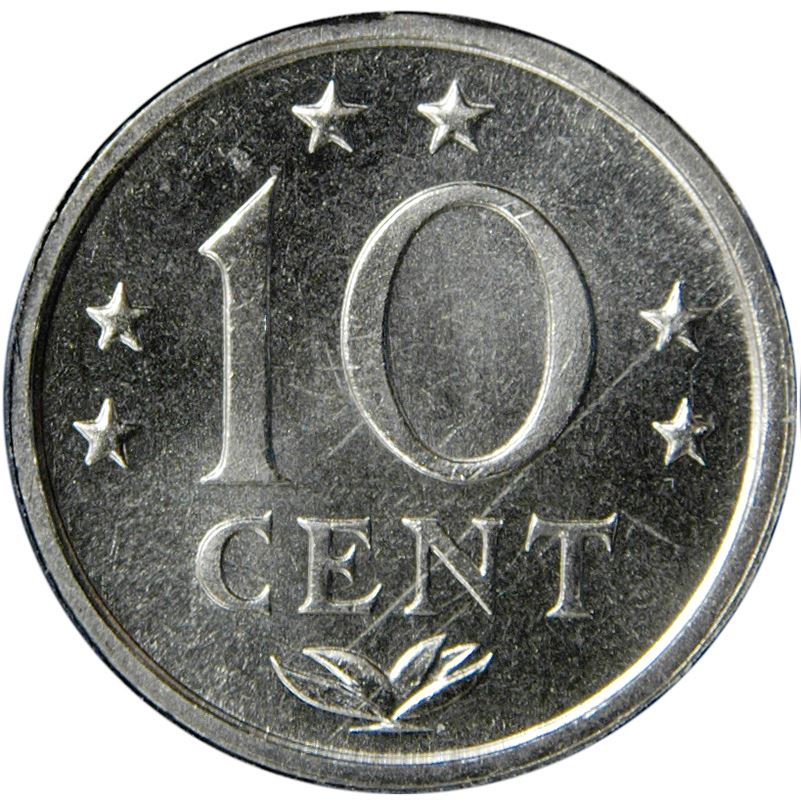 Netherlands Antilles 10 Cents Coin | Queen Juliana | Beatrix | KM10 | 1970 - 1985