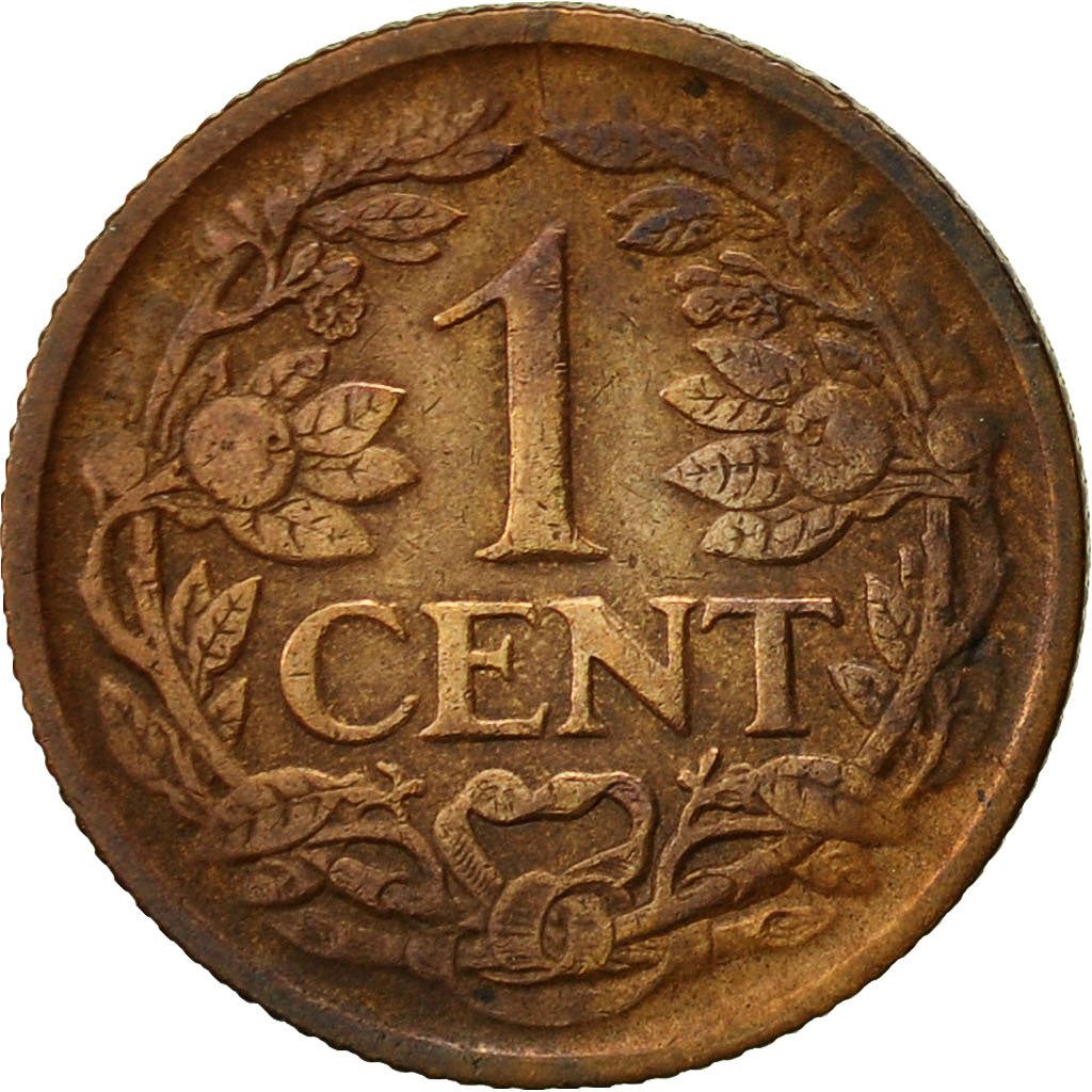 Netherlands Coin 1 Cent | Queen Wilhelmina | Lion | KM152 | 1913 - 1941