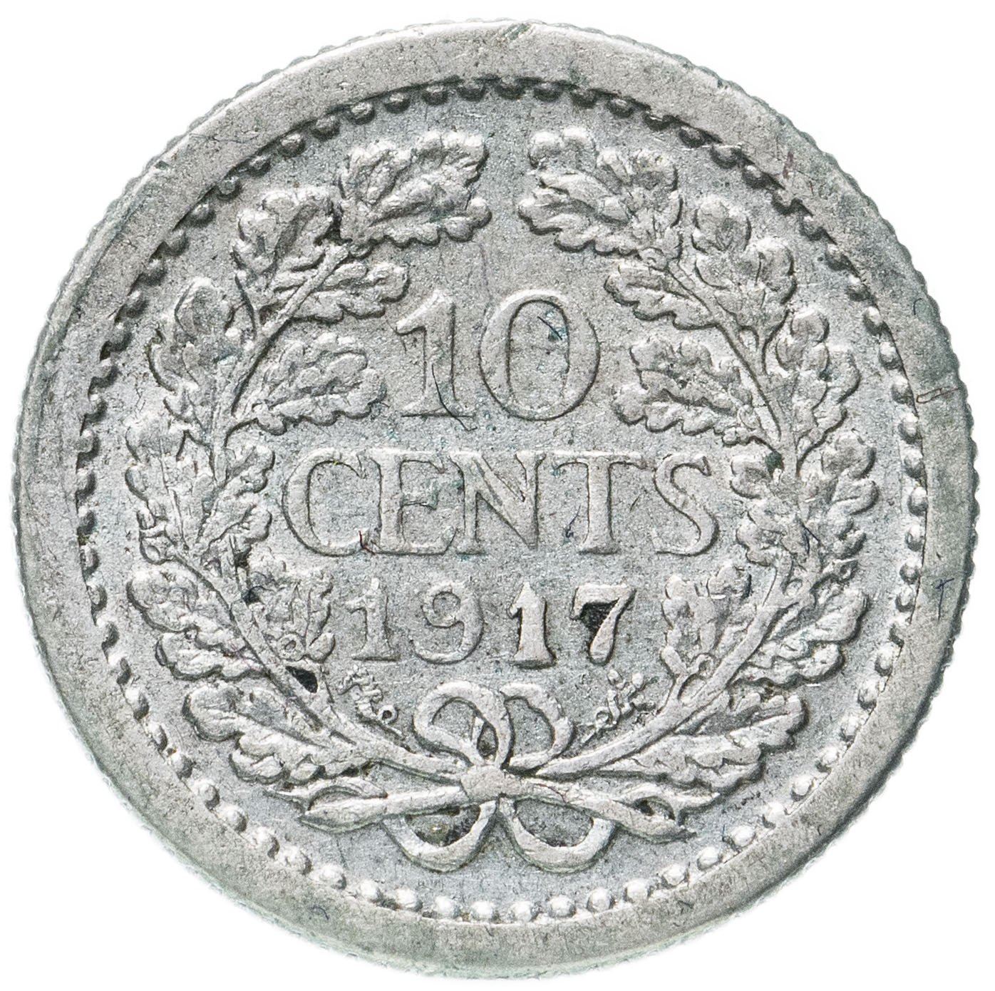 Netherlands Coin 10 Cents | Queen Wilhelmina | KM145 | 1910 - 1925