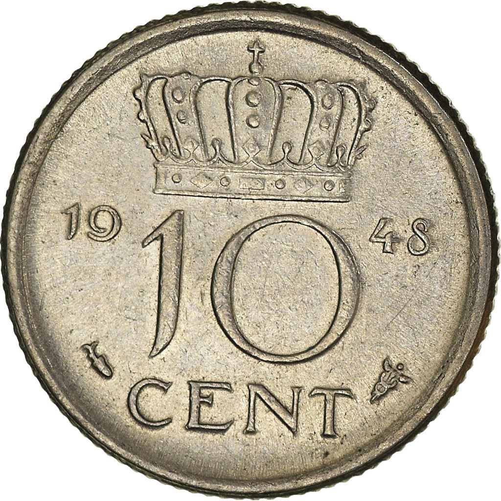 Netherlands Coin 10 Cents | Queen Wilhelmina | KM177 | 1948