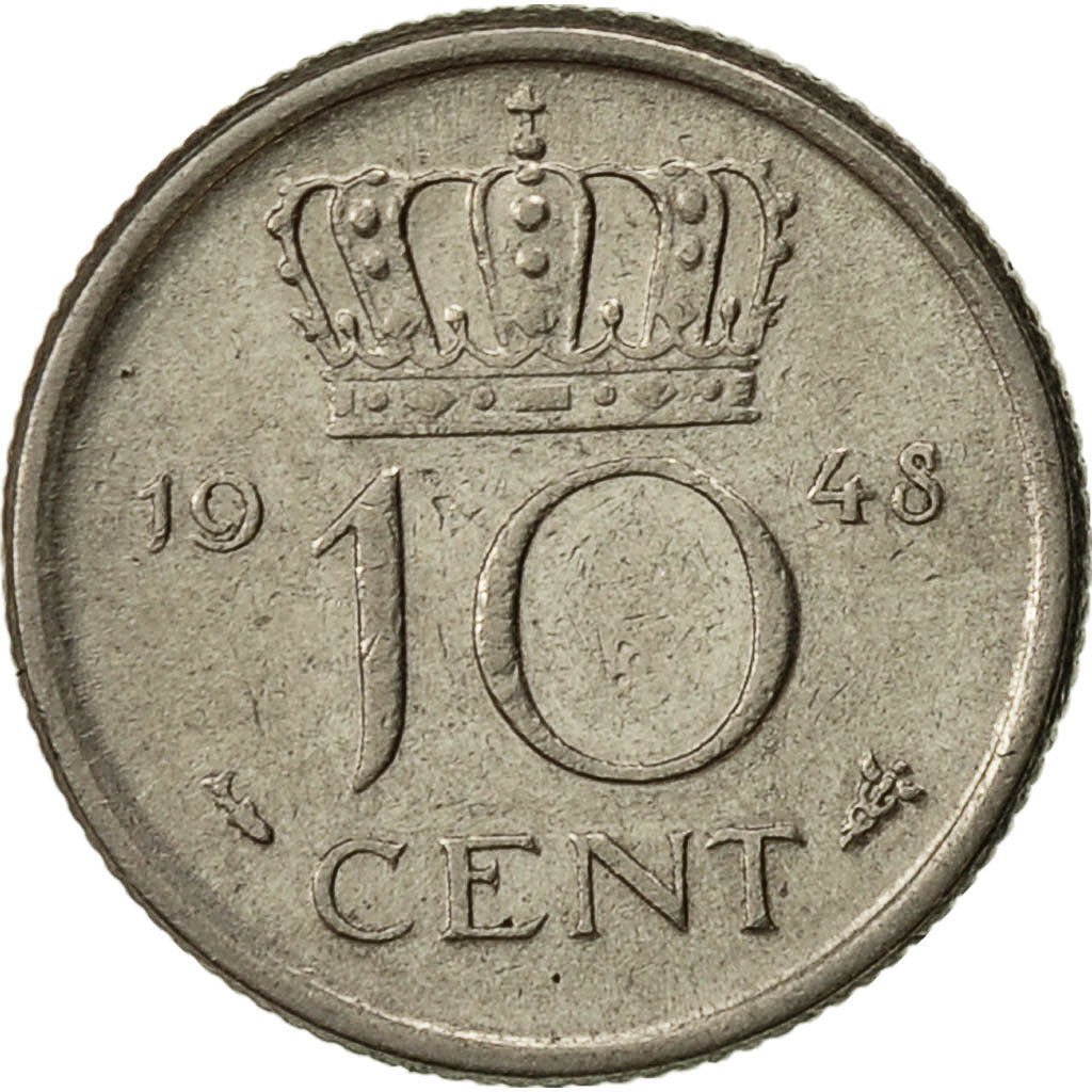 Netherlands Coin 10 Cents | Queen Wilhelmina | KM177 | 1948