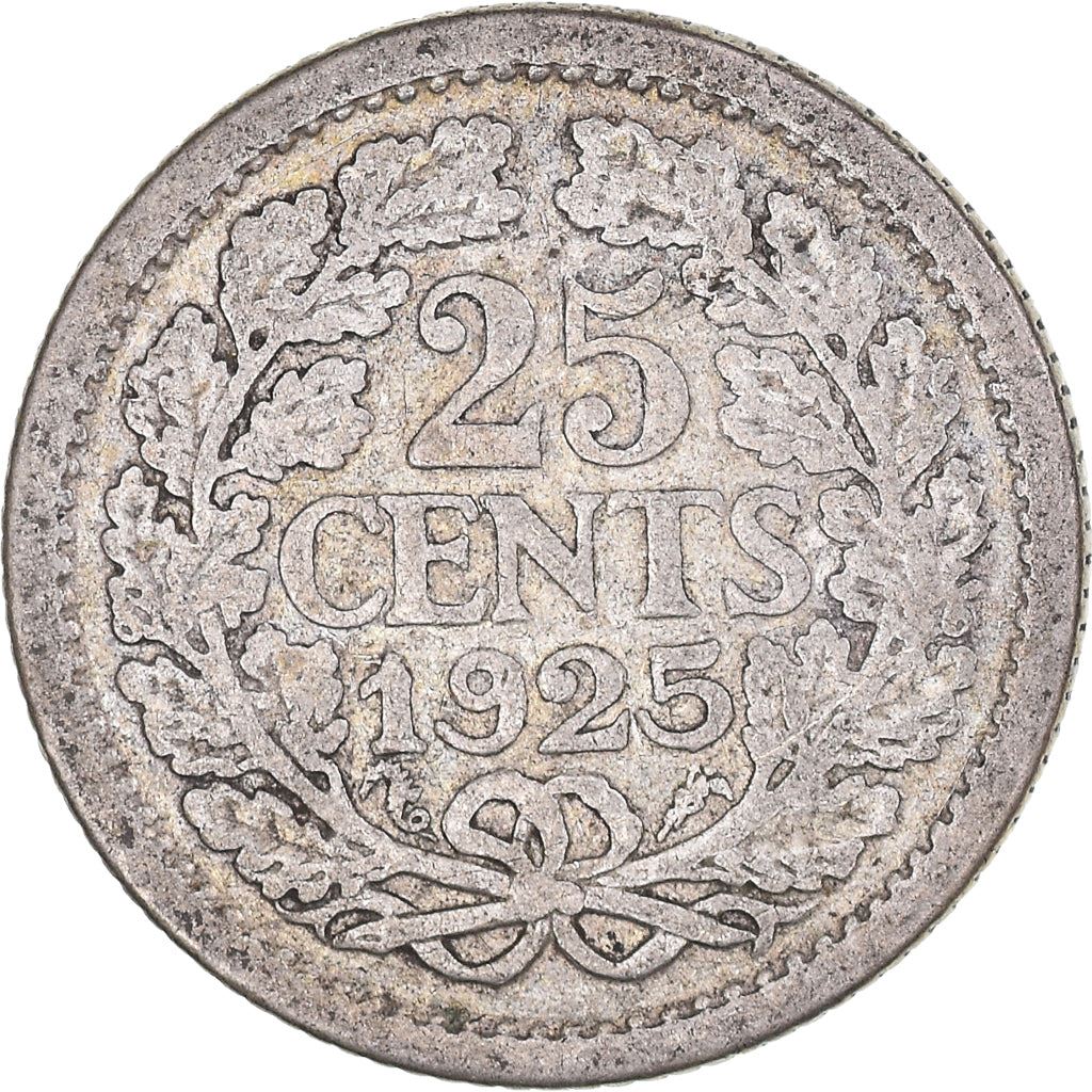 Netherlands Coin 25 Cents | Queen Wilhelmina | KM146 | 1910 - 1925