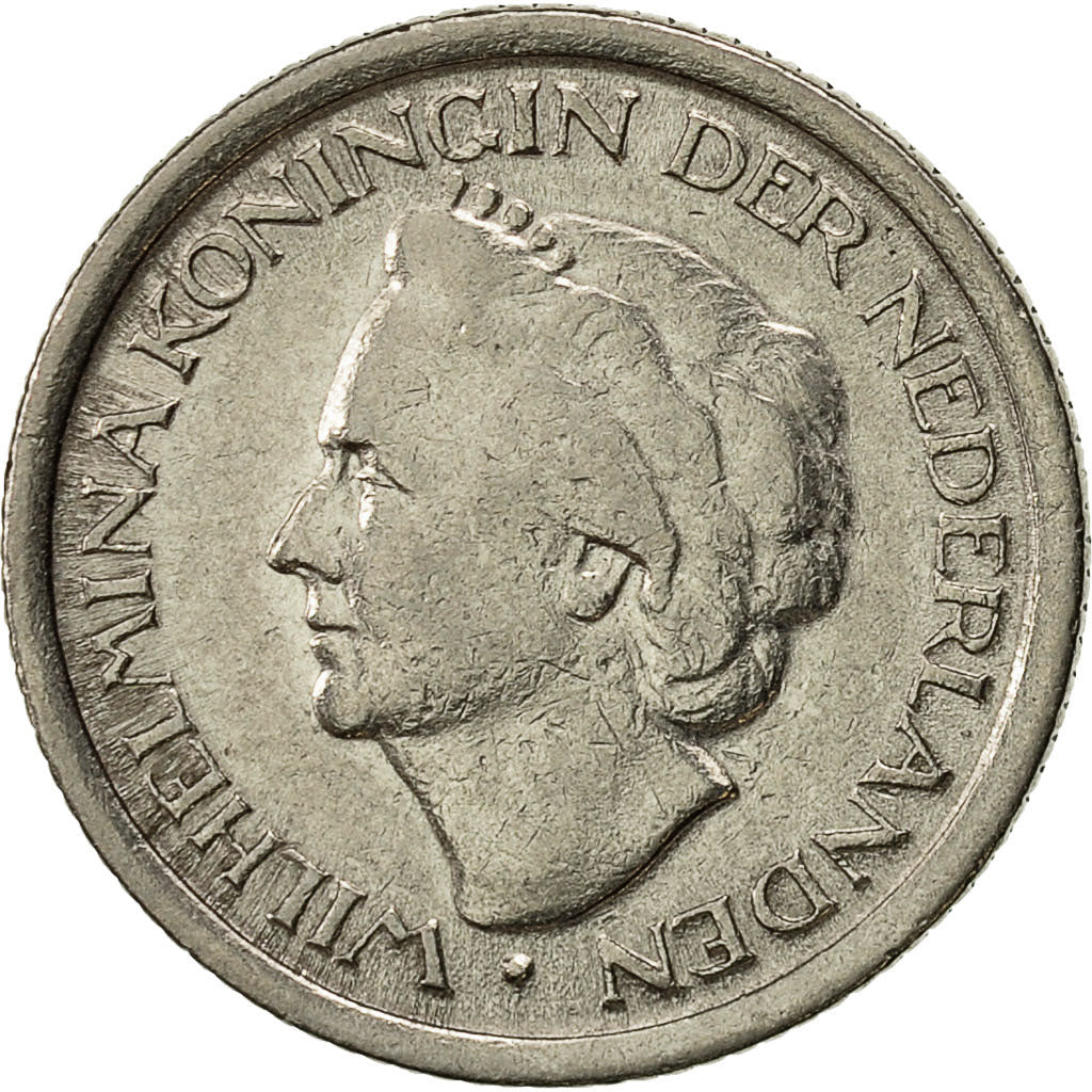 Netherlands Coin 25 Cents | Queen Wilhelmina | KM178 | 1948