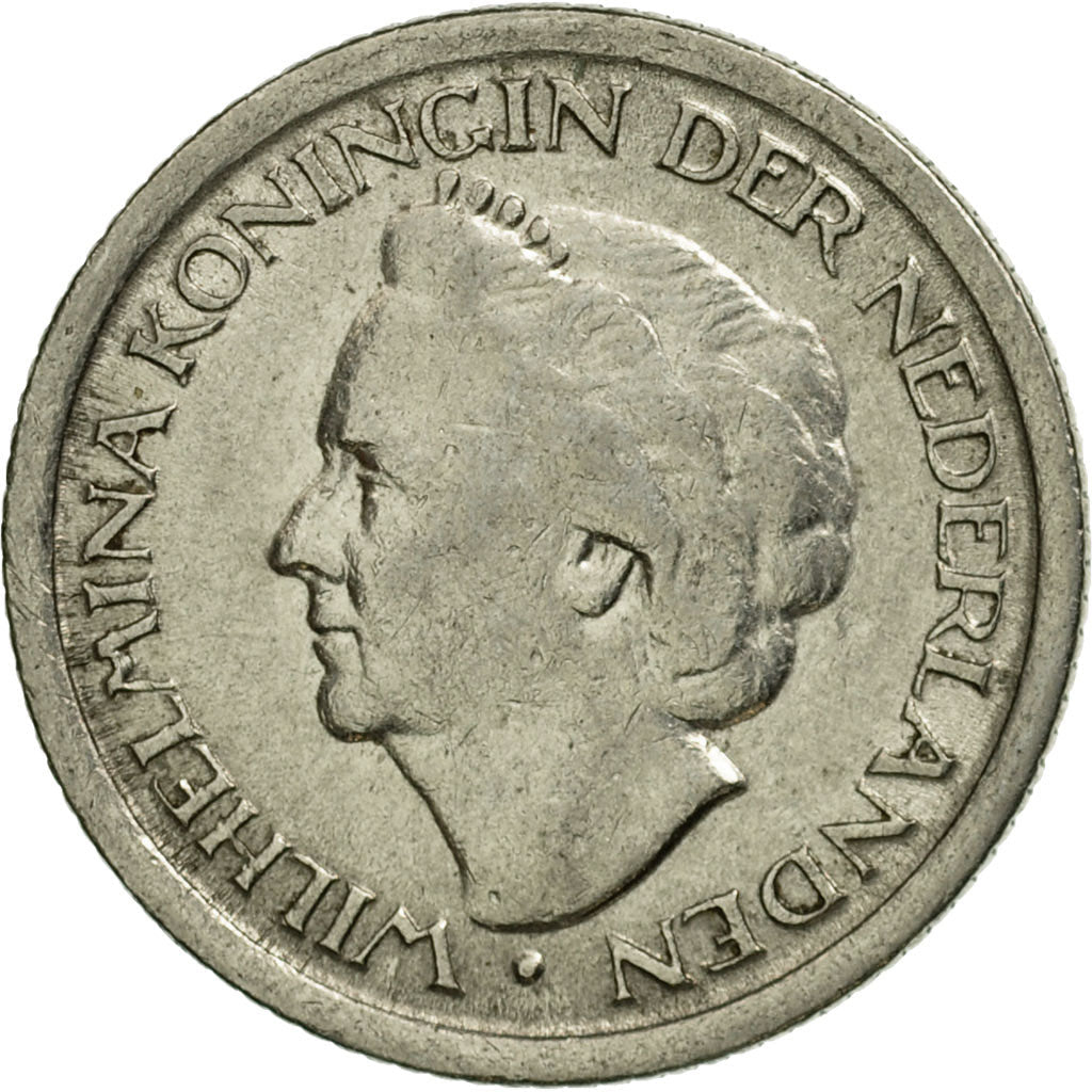 Netherlands Coin 25 Cents | Queen Wilhelmina | KM178 | 1948