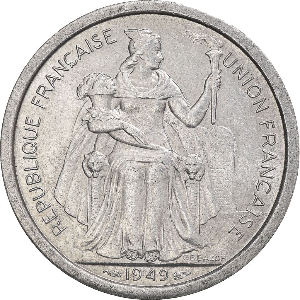 New Caledonia 2 Francs Union Française Coin 1949 KM 3