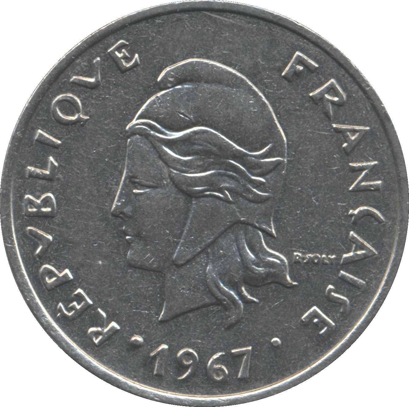 New Caledonia 20 Francs Coin 1967 - 1970 KM 6