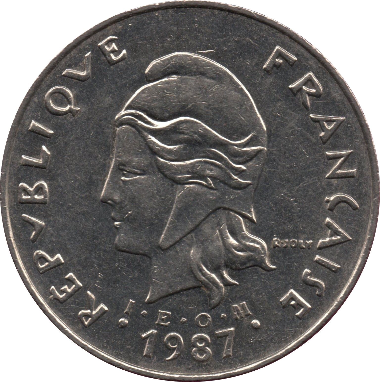 New Caledonia 50 Francs IEOM Coin 1972 - 2005 KM 13