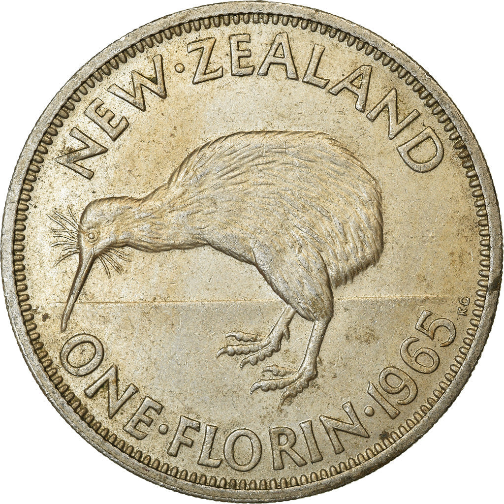 New Zealander 1 Florin Coin | Queen Elizabeth II | Kiwi Bird | KM28 | 1953 - 1965