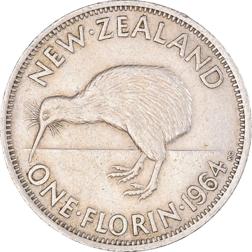 New Zealander 1 Florin Coin | Queen Elizabeth II | Kiwi Bird | KM28 | 1953 - 1965