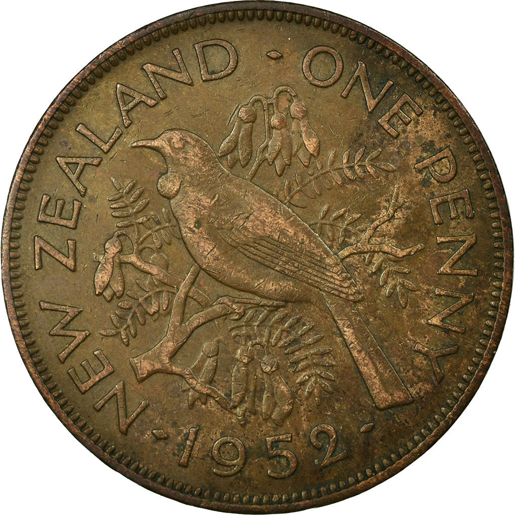 New Zealander 1 Penny Coin | King George VI | Tui Bird | KM21 | 1949 - 1952