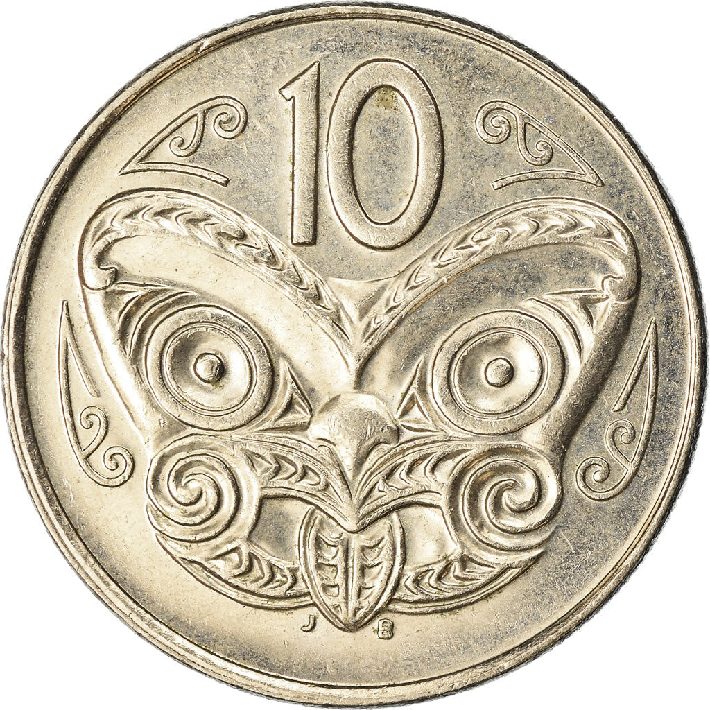 New Zealander 10 Cents Coin | Queen Elizabeth II | Maori Koruru Mask | KM117 | 1999 - 2006