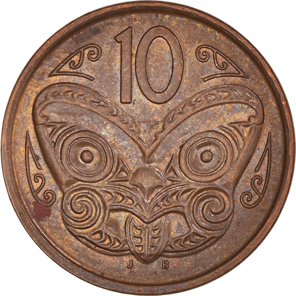 New Zealander 10 Cents Coin | Queen Elizabeth II | Maori Koruru Mask | KM117a | 2006 - 2021