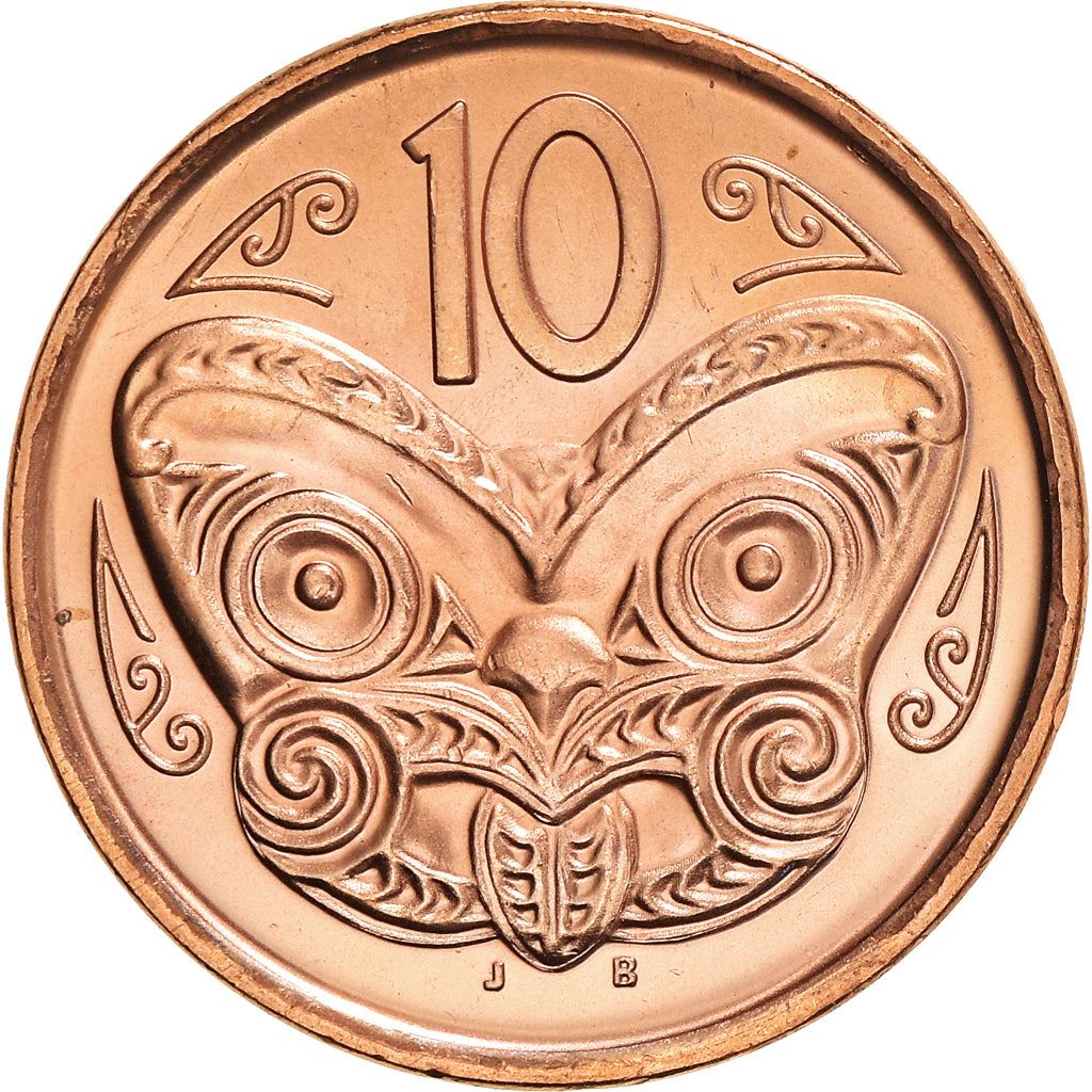 New Zealander 10 Cents Coin | Queen Elizabeth II | Maori Koruru Mask | KM117a | 2006 - 2021