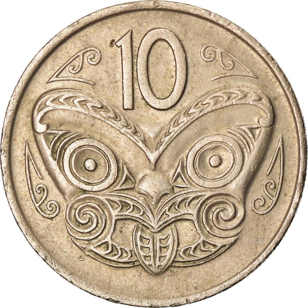 New Zealander 10 Cents Coin | Queen Elizabeth II | Maori Koruru Mask | KM41 | 1970 - 1985