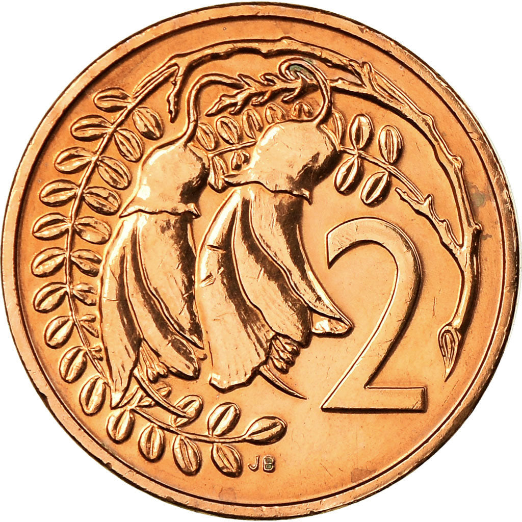 New Zealander 2 Cents Coin | Queen Elizabeth II | Kowhai Flowers | KM59 | 1986 - 1988